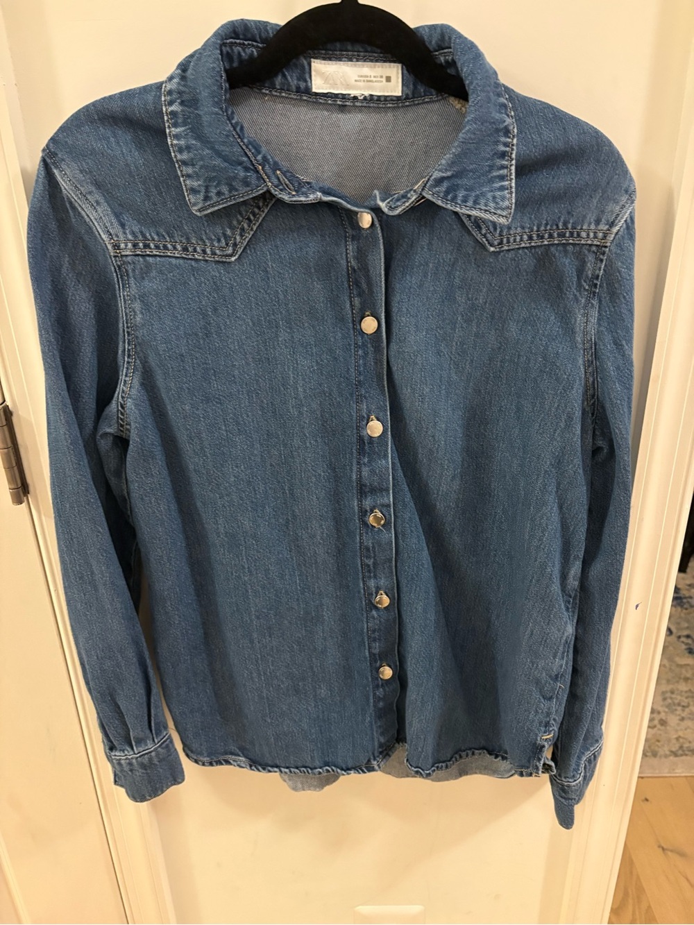 Zara Blue Denim Button-Down Shirt